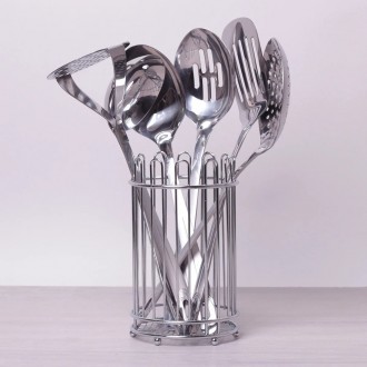 Набор кухонных принадлежностей Kamille Crystal в металлическом стакане 6 предмет. . фото 3
