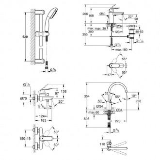 Набір змішувачів Grohe Eurosmart M-Size 126115MK являє собою комплексне рішення . . фото 3