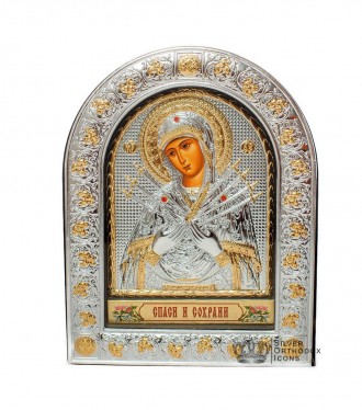 Серебряная икона "Семистрельная Божья Матерь" под стеклом ( Греция )
Представлен. . фото 2