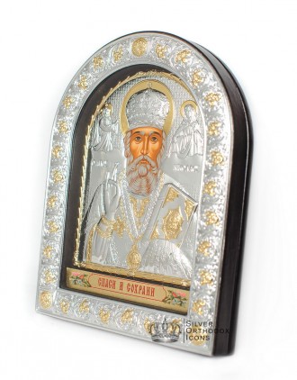 Серебряная икона "Николай Чудотворец" под стеклом ( Греция )
 
 Николай Чудотвор. . фото 3