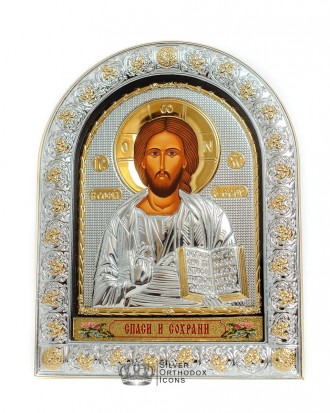  Серебряная икона "Спаситель Иисус" под стеклом ( Греция ) 
 
 Предлагаемая Икон. . фото 2
