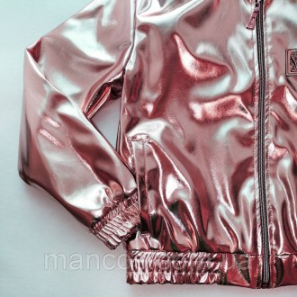 Ветровка кожаная для девочки, на трикотажной подкладке, розовое золото, SmileTim. . фото 3