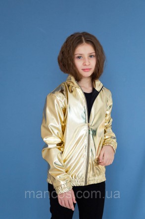 Ветровка кожаная для девочки подростка, на подкладке, золотая, SmileTime Gold
Ку. . фото 2