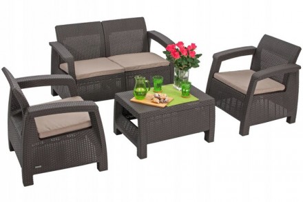 Набор садовой мебели Curver Corfu set Коричневый. Львов. фото 1 Набор садовой мебели Curver Corfu set Коричневый. Львов. фото 1