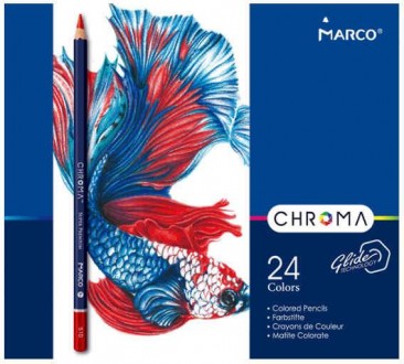 
Карандаши цветные Marco Chroma 24 цвета в металл. кейсе (8010-24TN) - это новая. . фото 3