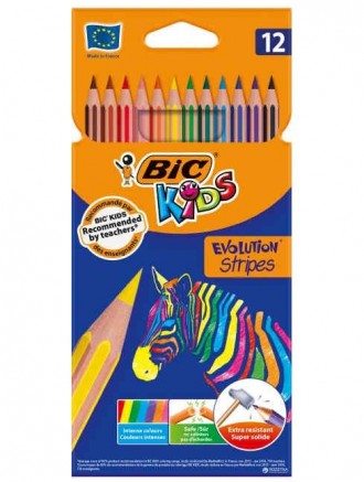 
Цветные карандаши BIC Evolution Stripes.
	Шестиугольный корпус сделан из специа. . фото 2