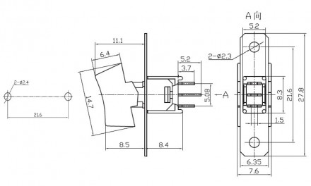 SRLS-103-A1 Тумблер с клавишей (ON-OFF-ON), 3pin, 1.5A, 250VAC, 1уп-100шт
Тумбле. . фото 3