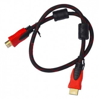 Шнур HDMI, штекер - штекер, Vers-1.4, "позолоченный", фильтр + сетка, 3м, красно. Киев. фото 1 Шнур HDMI, штекер - штекер, Vers-1.4, "позолоченный", фильтр + сетка, 3м, красно. Киев. фото 1