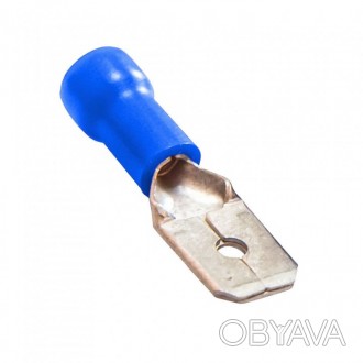Клемма кабельная плоская (штекер) 1.5-2.5мм², 4.75х0.8мм, синяя, 100шт., MD. . фото 1
