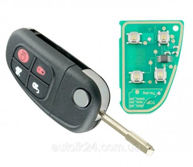 Выкидной ключ для Jaguar (Ягуар) 4 кнопки, с чипом 4D60, 433Mhz
FCCID: NHVWB1U24. . фото 2