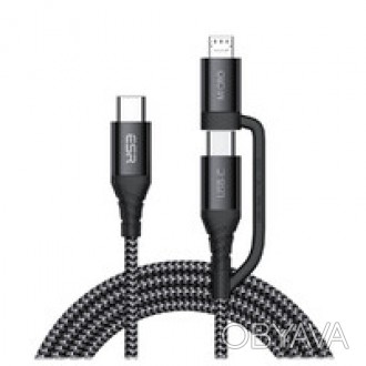 Зарядный кабель ESR 2 в 1 USB-C to USB-C | Micro USB является отличным средством. . фото 1