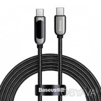 Нейлоновый кабель Baseus Data Cable with Digital Display PD USB-C to USB-C 100W . . фото 1