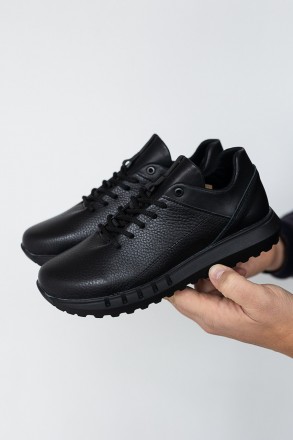 Подростковые кроссовки кожаные весна/осень черные SL-Emirro-39/1 Sport. Николаев. фото 1