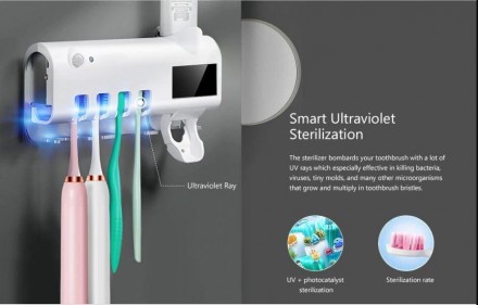 Тримач стерилізатор з дозатором для зубних щіток автоматичний Toothbrush sterili. . фото 3