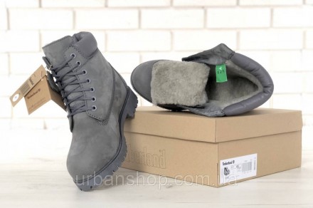 Зимові черевики Timberland grey, чоловічі черевики з вовняним хутром.. . фото 5