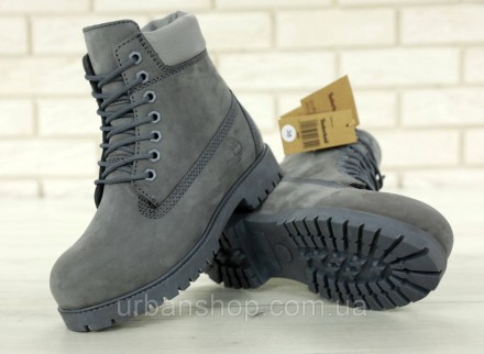 Зимові черевики Timberland grey, чоловічі черевики з натуральним хутром.. . фото 4