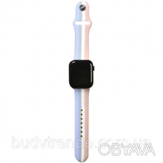 Силиконовый ремешок Rainbow для Apple watch 42mm / 44mm (Серый / Синий). . фото 1
