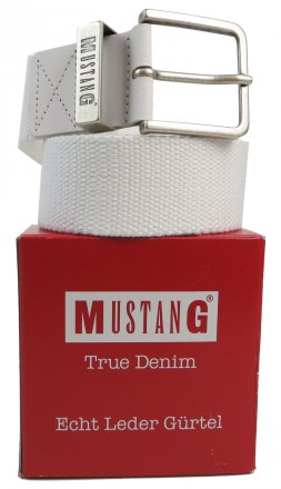 
Мужской текстильный ремень стропа под джинсы Mustang, Германия белый MG2067B03 . . фото 5