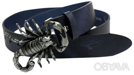 
Мужской кожаный ремень для джинс с неповторимой пряжкой Скорпион, Scorpio Caval. . фото 1