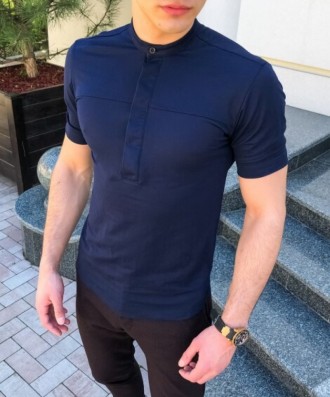 
 Мужская рубашка с воротником-стойкой и коротким рукавом. Состав ткани : лен со. . фото 7