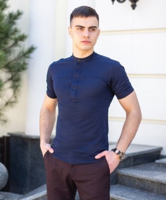 
 Мужская рубашка с воротником-стойкой и коротким рукавом. Состав ткани : лен со. . фото 8