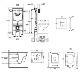 Набор инсталляция 4 в 1 Grohe Rapid SL 38772001 + унитаз с сиденьем Qtap Crow QT. . фото 4