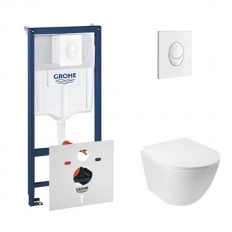 Набор инсталляция 4 в 1 Grohe Rapid SL 38722001 + унитаз с сиденьем Qtap Jay QT0. . фото 3