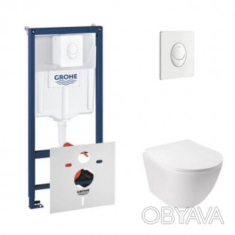 Набор инсталляция 4 в 1 Grohe Rapid SL 38722001 + унитаз с сиденьем Qtap Jay QT0. . фото 1