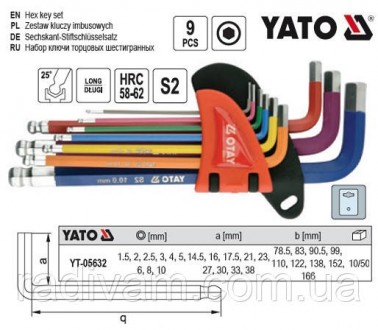 набор ключи шестигранники Yato YT-05632
Технические характеристики:
количество п. . фото 3