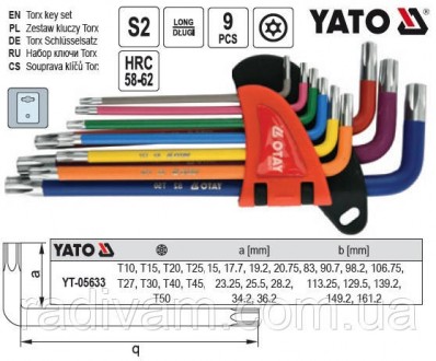 набір ключі шестигранники Yato YT-05633
Технічні характеристики:
кількість предм. . фото 3