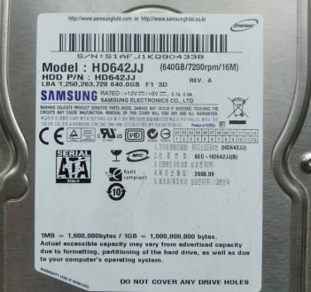 Жесткий диск Samsung 640GB 3.5
Жесткий диск б.у. Рабочий 
без дефектов. Смарт . . фото 4