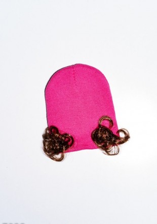 Малиновая детская шерстяная шапка машинной вязки выполненная в модели шапки-чуло. . фото 3