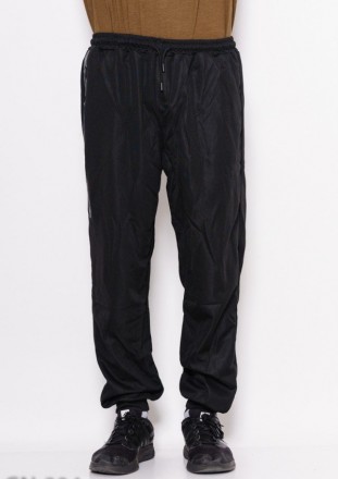 Однотонные черные комфортные мужские спортивные штаны прямого свободного широког. . фото 2
