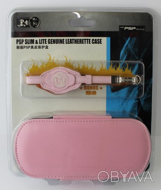 Кожаный чехол Genuine Leatherette Case в розовом цвете.
1. Специально для PSP Sl. . фото 1