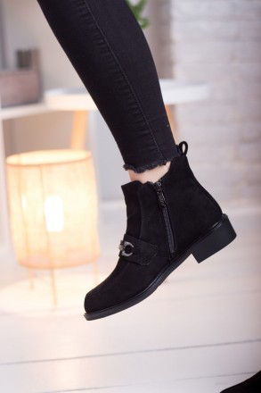 Женские ботинки черные Daffie 2649 Ботинки женские выполнены из искусственной за. . фото 4