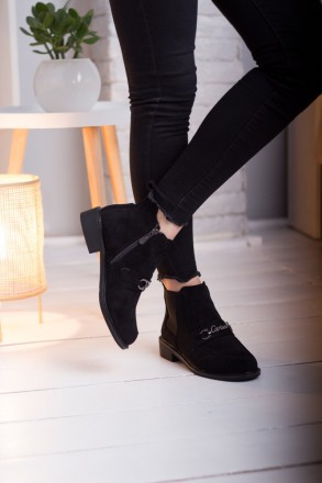 Женские ботинки черные Daffie 2649 Ботинки женские выполнены из искусственной за. . фото 5