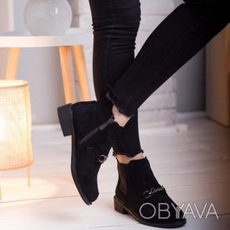Женские ботинки черные Daffie 2649 Ботинки женские выполнены из искусственной за. . фото 1