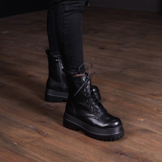 Женские ботинки черные Hera 3357 Ботинки женские выполнены из исскусственной кож. . фото 2