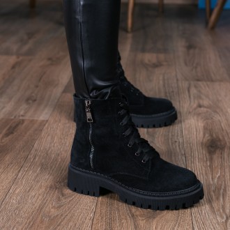 Женские зимние ботинки черные Sullivan 3417 Ботинки женские выполнены из натурал. . фото 3