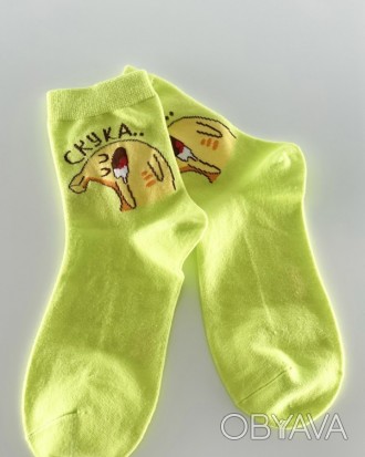 Молодежные носки из эластичного трикотажа дезодорированными банановым принтом. Н. . фото 1