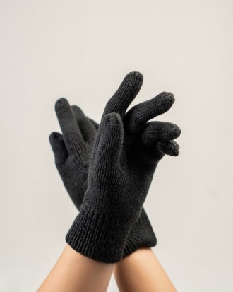 Темно-синие шерстяные однослойные перчатки выполненные методом машинной вязки. М. . фото 3