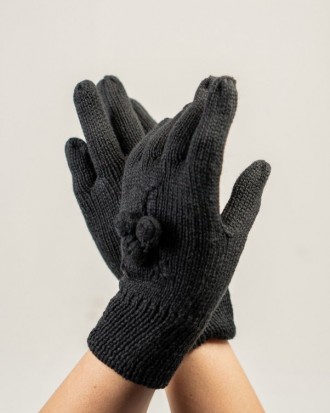 Темно-синие шерстяные однослойные перчатки выполненные методом машинной вязки. М. . фото 2