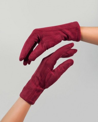 Утонченные фиолетовые перчатки из мягчайшей эластичной эко-замши с подкладкой из. . фото 3