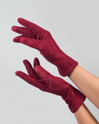 Утонченные фиолетовые перчатки из мягчайшей эластичной эко-замши с подкладкой из. . фото 2