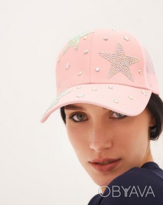 Комбинированная летняя кепка выполненная из розового хлопка и сетки декорированн. . фото 1