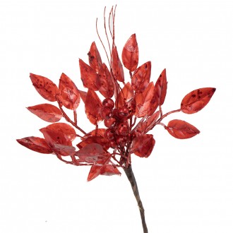 Декоративная ветка "Заснеженная листва" красная.
Продается набором из 12ти штук.. . фото 3