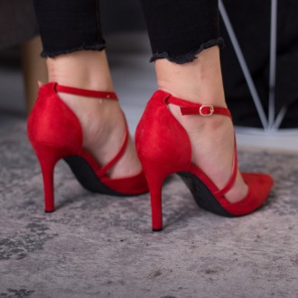 Женские туфли красные Jace 2592 Туфли женские выполнены из искусственной замши. . . фото 10