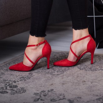 Женские туфли красные Jace 2592 Туфли женские выполнены из искусственной замши. . . фото 8