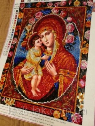 Алмазна вишивка, малюнок - Ікона Божої Матері, дзеркальні стрази
Розмір полотна . . фото 5