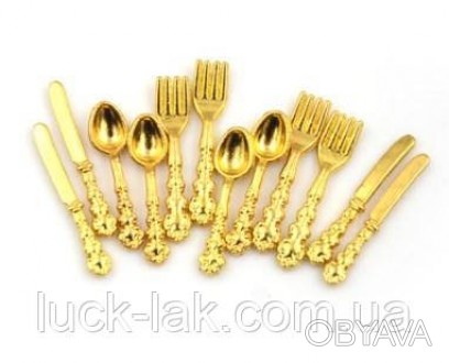 Набір посуду для ляльки, 12 предметів
В різновидах можна вибрати колір: золото а. . фото 1
